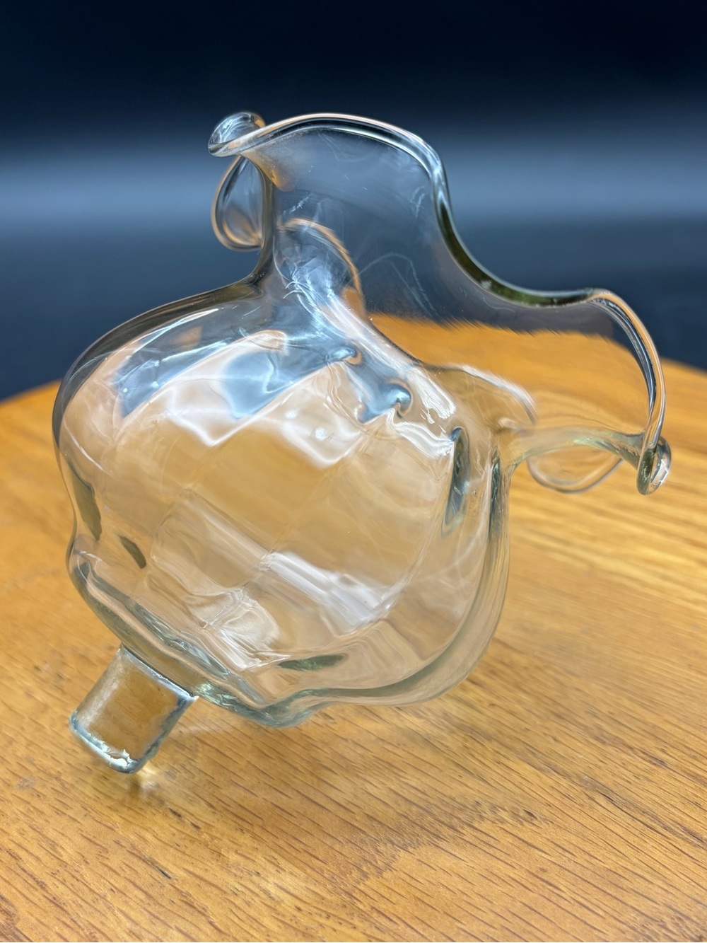 Vintage HOMCO Candle Holder Clear Glass Ruffle Top Peg Votive Cup 4”x 3.5”